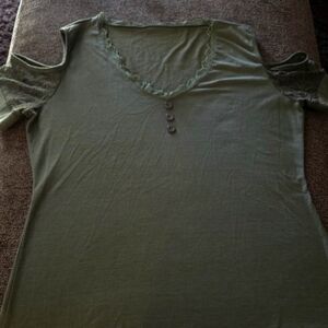Olive Green Cold Shoulder Top